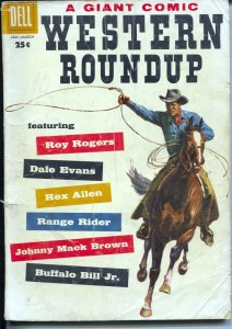 Western Roundup #21 1958-Dell-photo cover-Roy Rogers-Rex Allen-Bill Elliott-G/VG