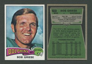 1975 Topps Football /  Bob Griese #100  /  NM+