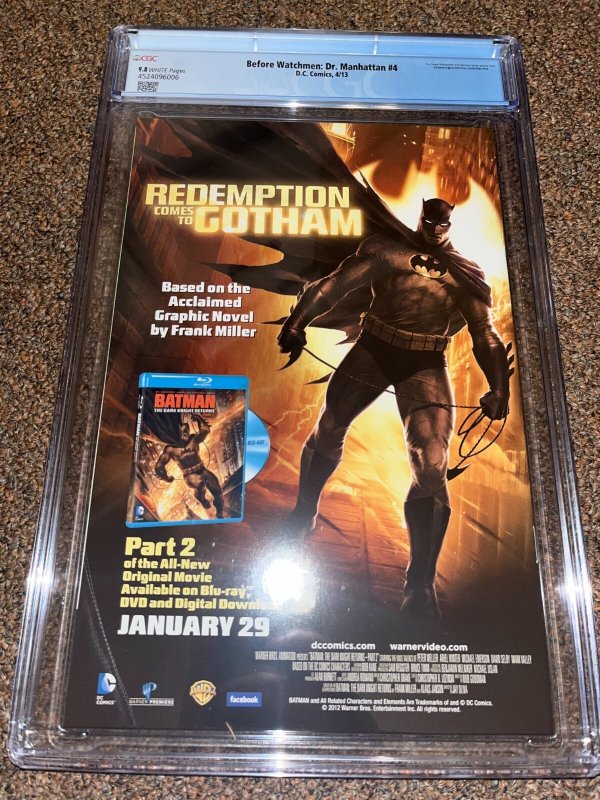 Before Watchmen Dr Manhattan 4, Adam Hughes Cover, CGC Graded 9.8