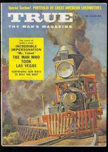 TRUE MAGAZINE AUG 1955-AL STUMP-BOB LEMON-LOCOMOTIVES FN