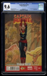 Captain Marvel #14 CGC NM+ 9.6 White Pages 1st Cameo Kamala Khan!