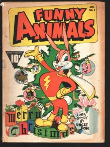 Funny Animals #2 1943-2nd Captain Marvel Bunny-WWII era-Christmas-Santa-64 pa...