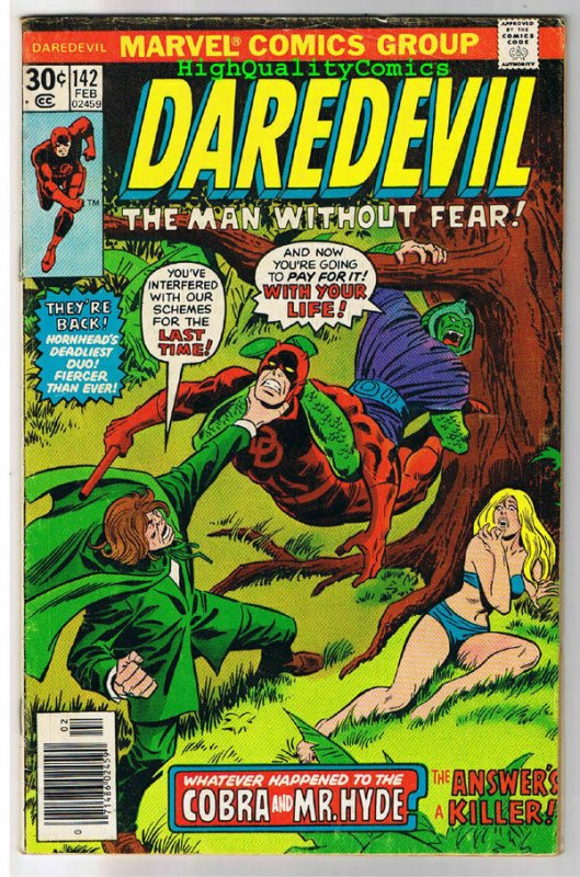 DAREDEVIL #142, VG, Bullseye, Cobra, Mr Hyde, 1964, more DD in store