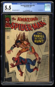 Amazing Spider-Man #34 CGC FN- 5.5 Kraven the Hunter Appearance!