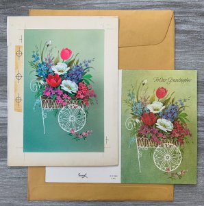 TO OUR GRANDMOTHER Flowers on cart 6.5x9 Greeting Card Art 2809 w/ 1 Card