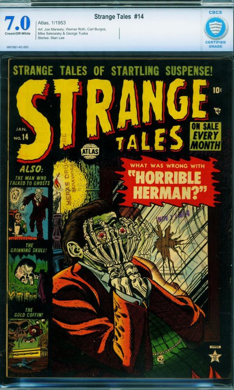 STRANGE TALES #14-CBCS 7.0-1953-ATLAS-PRE-CODE HORROR