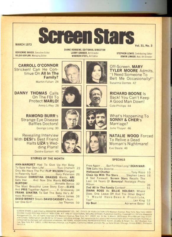 Screen Stars-Ann-Margret-Flip Wilson-Elvis-Marlo Thomas-Mar-1973