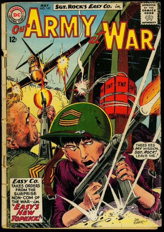 Our Army at War #142 1964- Sgt Rock- DC War comic- Kubert cover FAIR