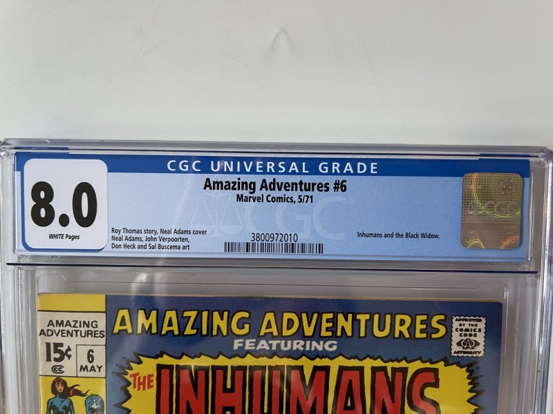 Amazing Adventures #6 CGC 8.0 INHUMANS and BLACK WIDOW 1971 Marvel Comics