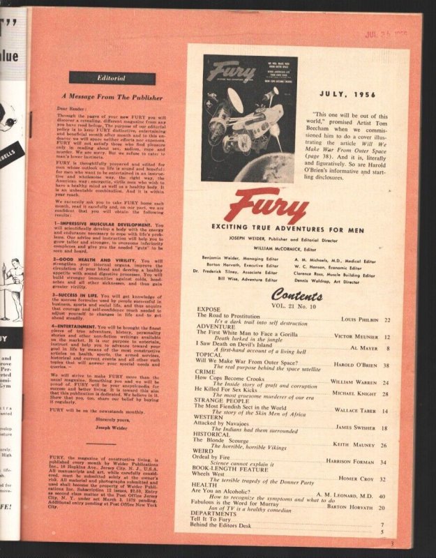 Fury 7/1956-Sci-fi cover & story-Strange people-Skinmen of Africa-Cannibals-t...