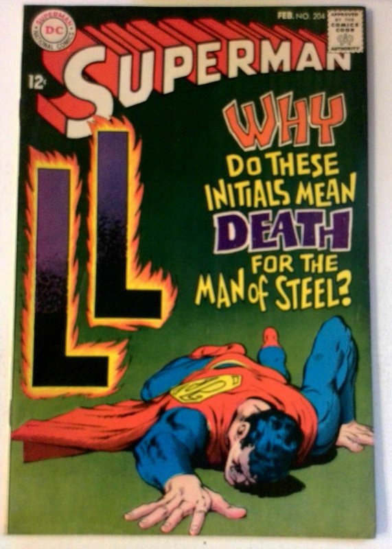 Superman #204 DC 1968 VF- Silver Age Neal Adams 1st Printing Comic Book