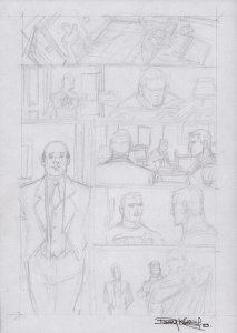 Avengers Cap & Jarvis (?) Pencil Page Layout - Signed Art By Barry Kitson - 2023