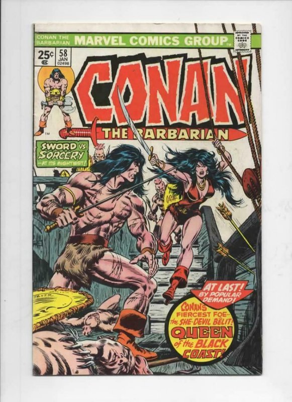 CONAN the BARBARIAN #58 FN, Buscema, Howard, 1970 1976, Belit