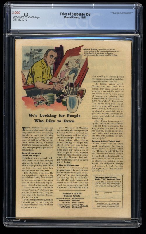 Tales Of Suspense #59 CGC FN- 5.5 Off White to White Captain America Iron Man!