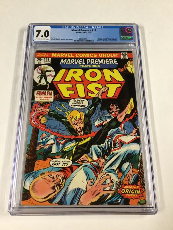 Marvel Premiere 15 Cgc 7.0 1st Iron Fist Bronze Age Ow/w Pages