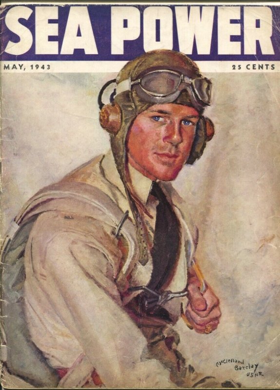 Sea Power 5/1943-McClelland Barclay cover art-war pix &info-rare-VG