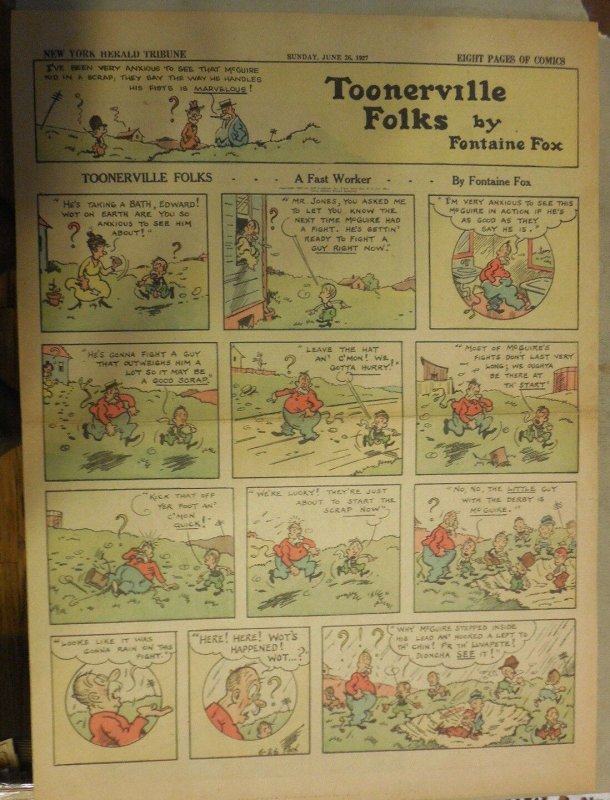 Toonerville Folks by Fontaine Fox from 6/26/1927 Full Size Color Page !