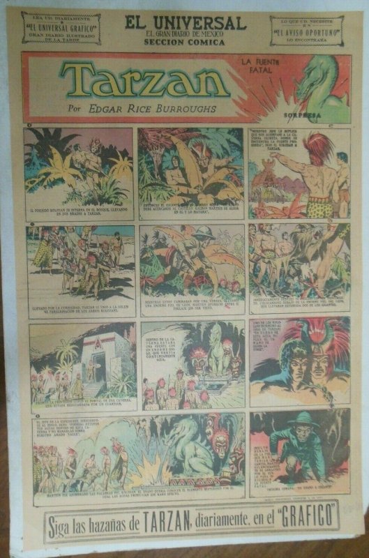 Tarzan Sunday Page #586 Burne Hogarth from 5/31/1942 in Spanish ! Full Page Size