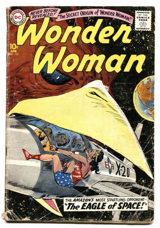 WONDER WOMAN #105 1959 Origin of WW DC Silver Age Comic Book