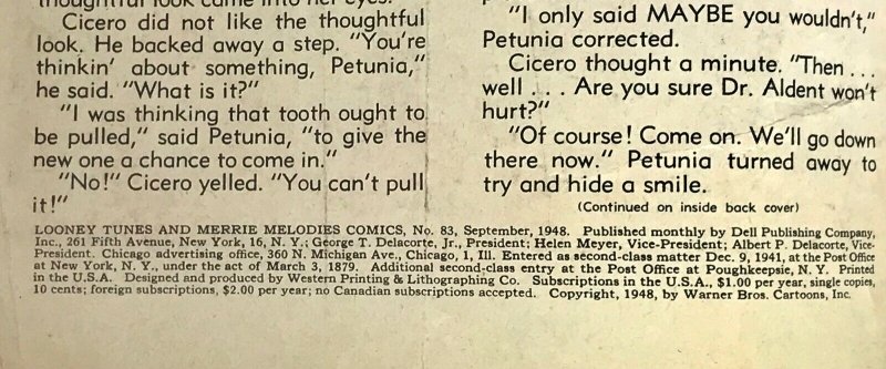 LOONEY TUNES MERRIE MELODIES Bugs Bunny Comic 83 — 1948 Dell Comics 52 Pages