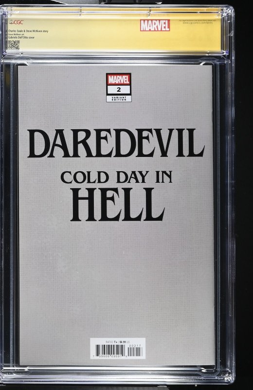 DAREDEVIL COLD DAY IN HELL #2 SIGNED BY DELL'OTTO 1:100 VIRGIN VAR CGC SS 9.8 NM