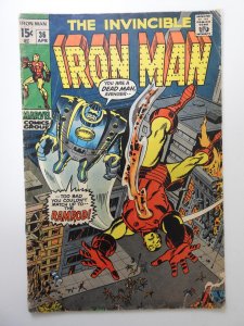 Iron Man #36 (1971) GD/VG Condition! Moisture stain, 1 in spine split