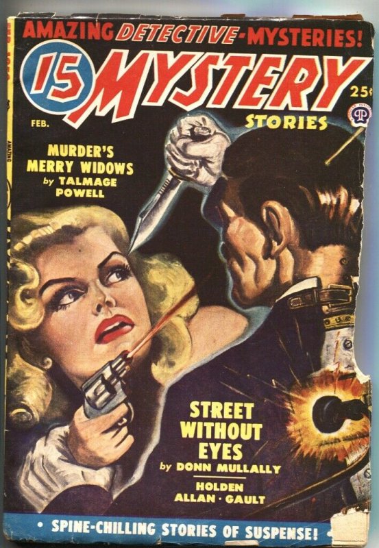 15 MYSTERY STORIES 2/1950-ZOMBIE ROBOT-WEIRD MENACE-terror knife-PULP