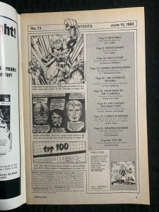 1985 AMAZING HEROES Comic Magazine #73 FVF 7.0 Past & Future Eternals