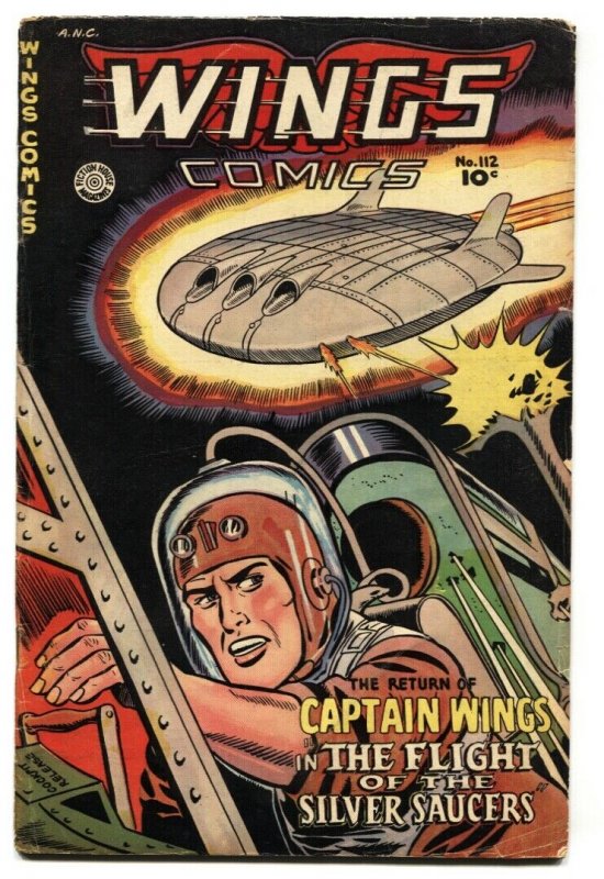 WINGS #112 FICTION HOUSE-UFO-CAPT WINGS-GHOST SQUADRON-FLYING SAUCER