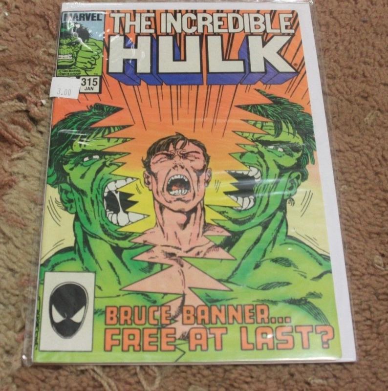  incredible Hulk comic # 315  1986, Marvel doc samson banner free at last 