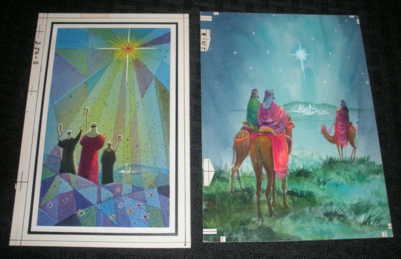 RELIGIOUS Three Wise Men Following Star 2pcs 5x65 Greeting Card Art #2504 2506
