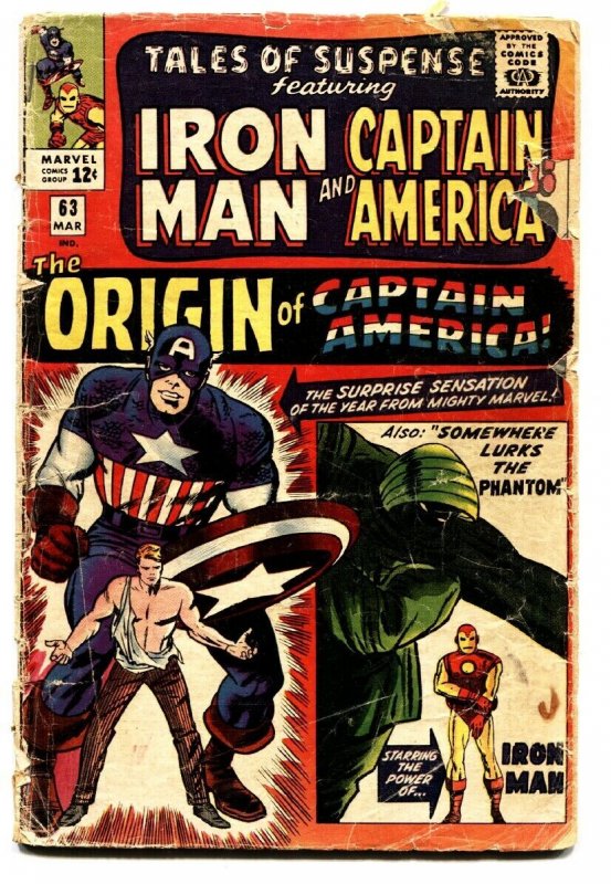 TALES OF SUSPENSE #63 comic book 1965-IRON MAN/CAPTAIN AMERICA-MARVEL-ORIGIN