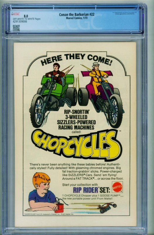 Conan The Barbarian #22  1973 - Marvel -CGC 8.0 - Comic Book-4291309006