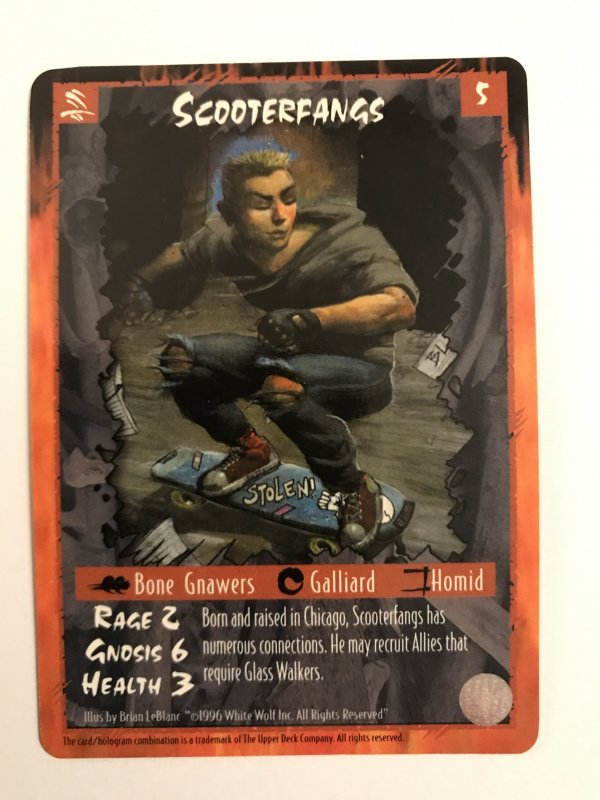 SCOOTERFANGS : RAGE LEGACY of the TRIBES Character CCG Card; White Wolf TCG