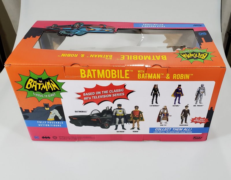 Batman 1966 TV Series and Robin 3 3/4-Inch Figures with Batmobile Vehicle