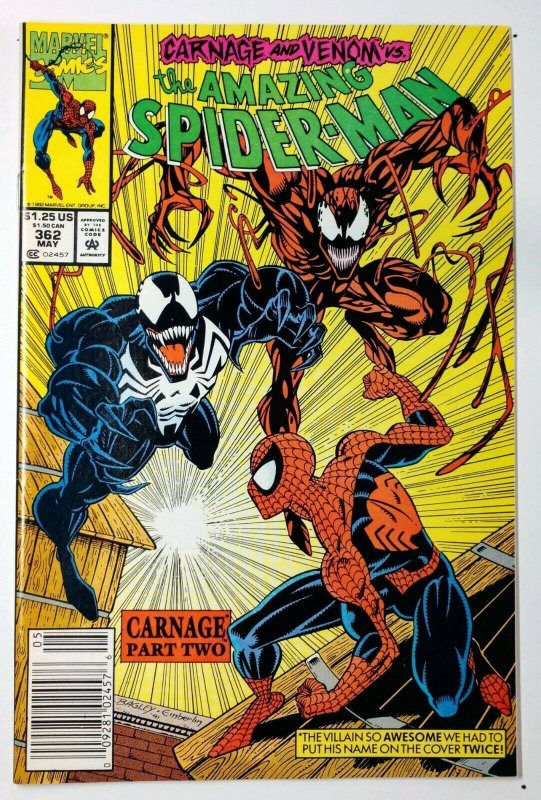 Amazing Spider-Man #362 NEWSSTAND 2nd full appearance of Carnage