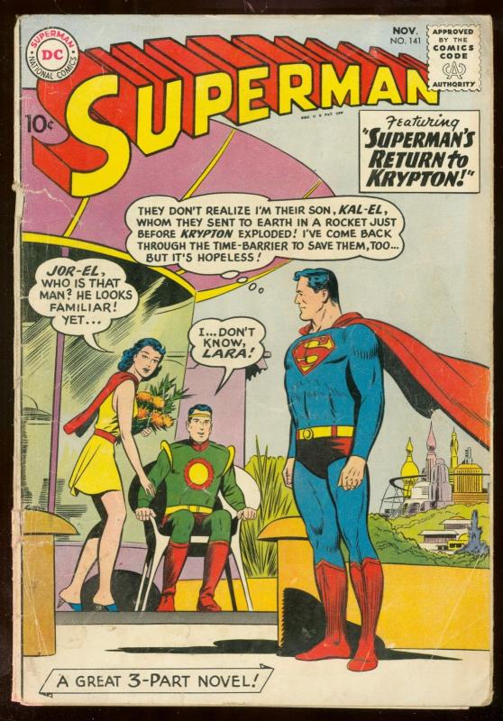 Superman #141 1961-DC Comics-JOR-EL covert origin retold G-