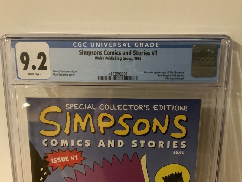 Simpsons Comics and Stories 1 Collector's Edition CGC 9.2 1st Simpsons in comics