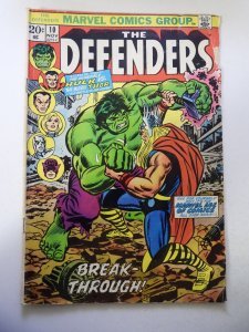 The Defenders #10 (1973) GD/VG Condition centerfold detached at 1 staple