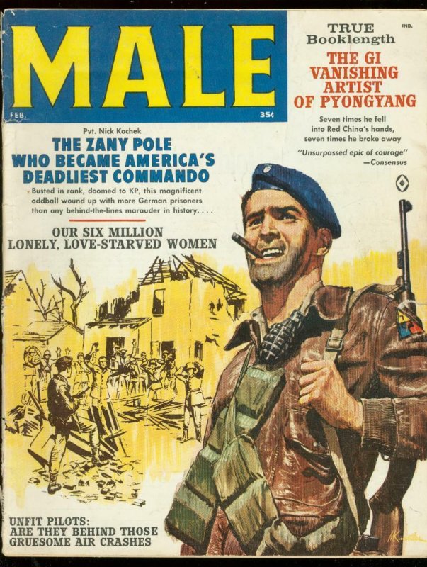 MALE MAGAZINE FEB 1962-KUNSTLER COVER-PYONGYANG-PULP VG