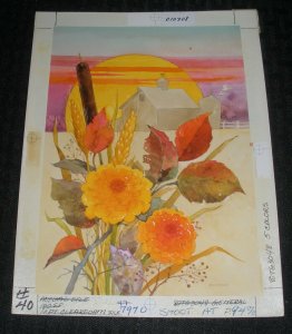 GET WELL SOON Watercolor Flowers Barn & Sunset 6.5x8.75 Greeting Card Art #7970