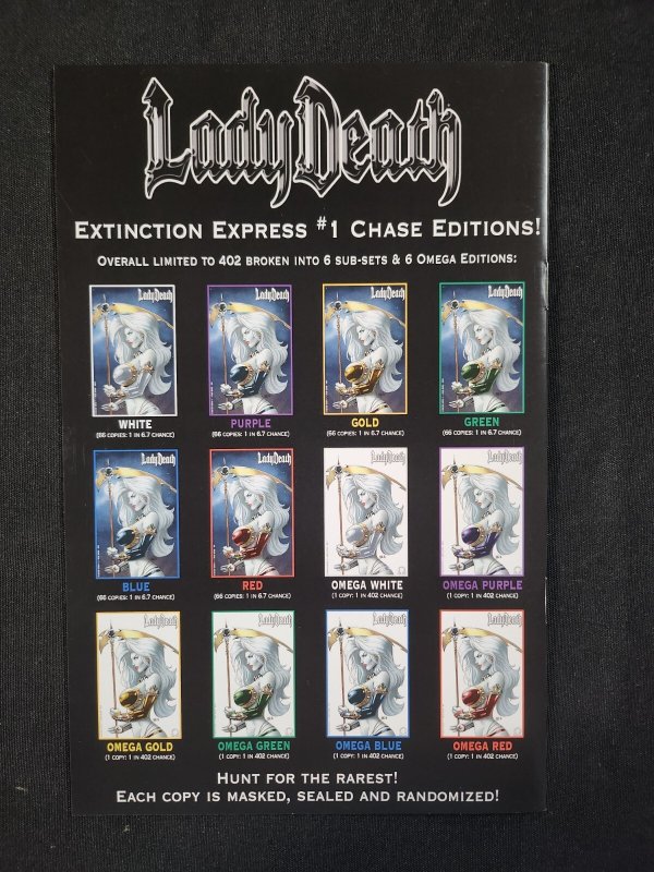 Lady Death: Extinction Express 2PC #1 - Chase Edition Gold & Blue (9.2ob) 2016