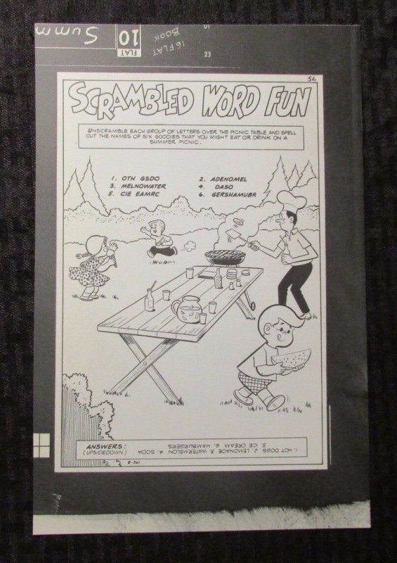 1966 SUMMER FUN #54 Stat Production Art FVF 6.5x10.5 Puzzle Page p.56