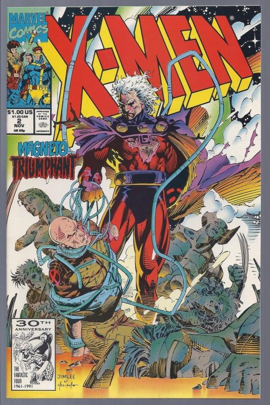 X MEN # 2 1991 marvel Jim  lee magneto triumphant  professor x  gambit HOT BOOK 