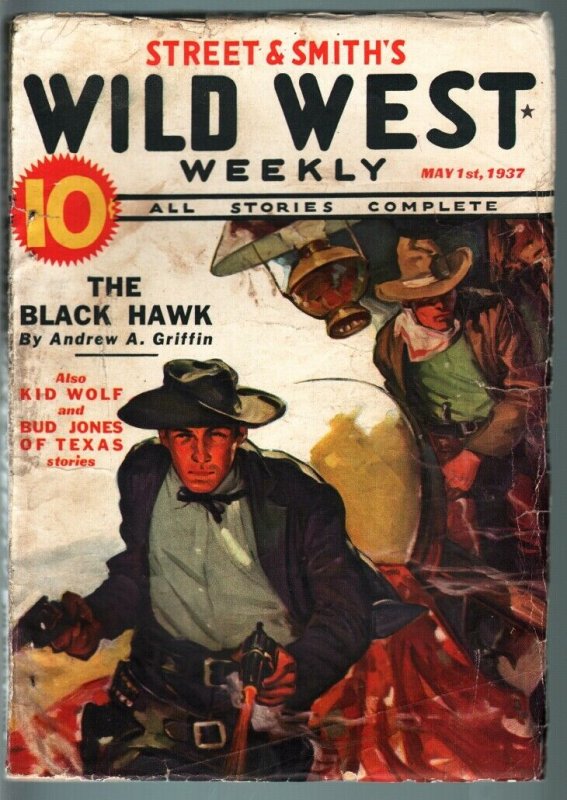 WILD WEST WEEKLY-5/1/1937-PULP-KID WOLF-THE BLACK HAWK G/VG