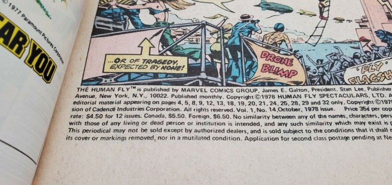 HUMAN FLY #14 (1977 Series) 1978 (MARVEL) #14 VF/NM