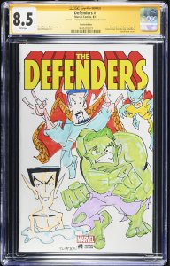 Defenders (2017) # 1 (CGC 8.5 SS) Signed & Sketch Scott Lobdell * Marvel Comics