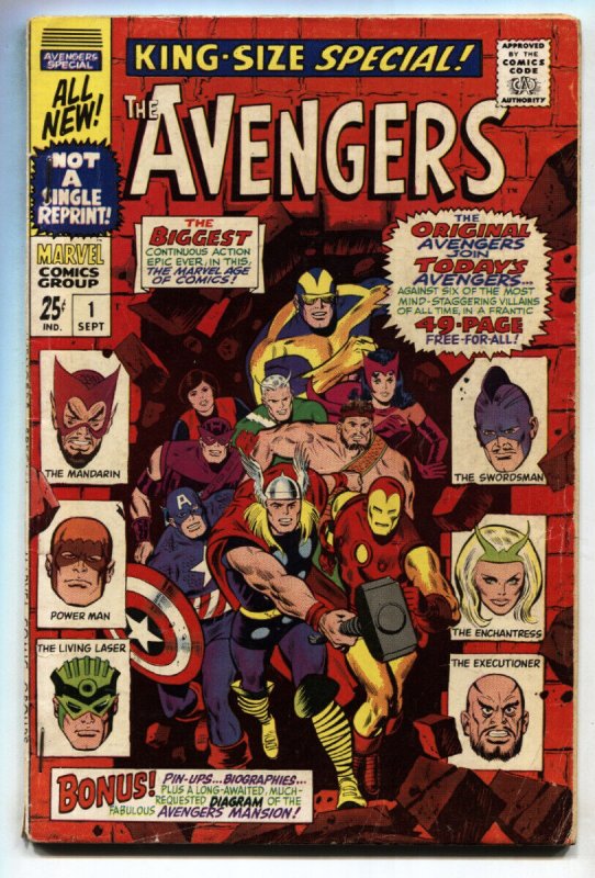 AVENGERS ANNUAL #1--comic book--ORIGIN ISSUE--Marvel--G/VG