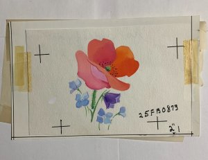 FATHER BIRTHDAY Small Orange Flower 5x3.25 Greeting Card Art #FB0893