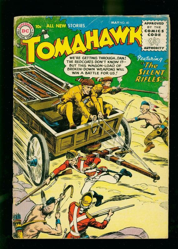 TOMAHAWK #40 1956- DC WESTERN -REDCOAT COVER- SILVER AGE G 